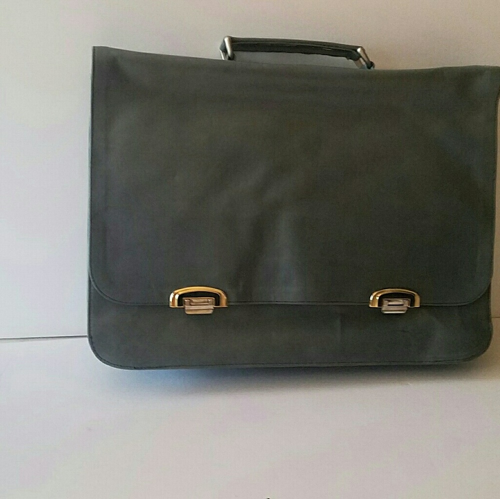 Blue leather laptop bag